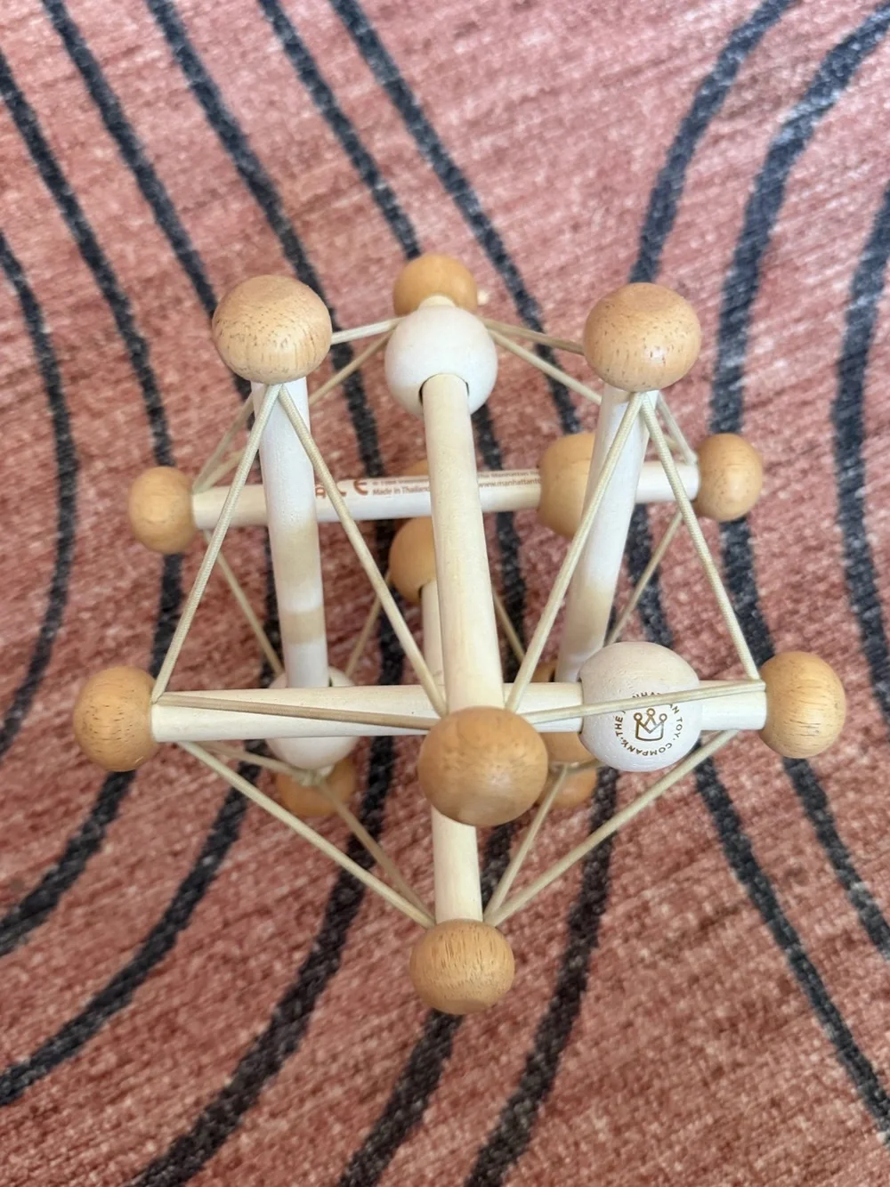 EUC - Manhattan Toy Company “Skwish” Natural Wood Teether Rattle Toy - 0m +